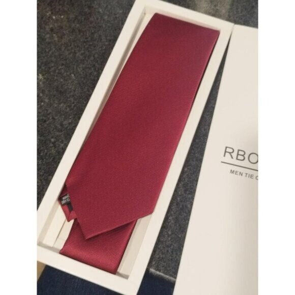 ⚡Men Burgundy Imported Silk Blend Solid Color Formal Stylish Affordable Neck Tie - Picture 6 of 6